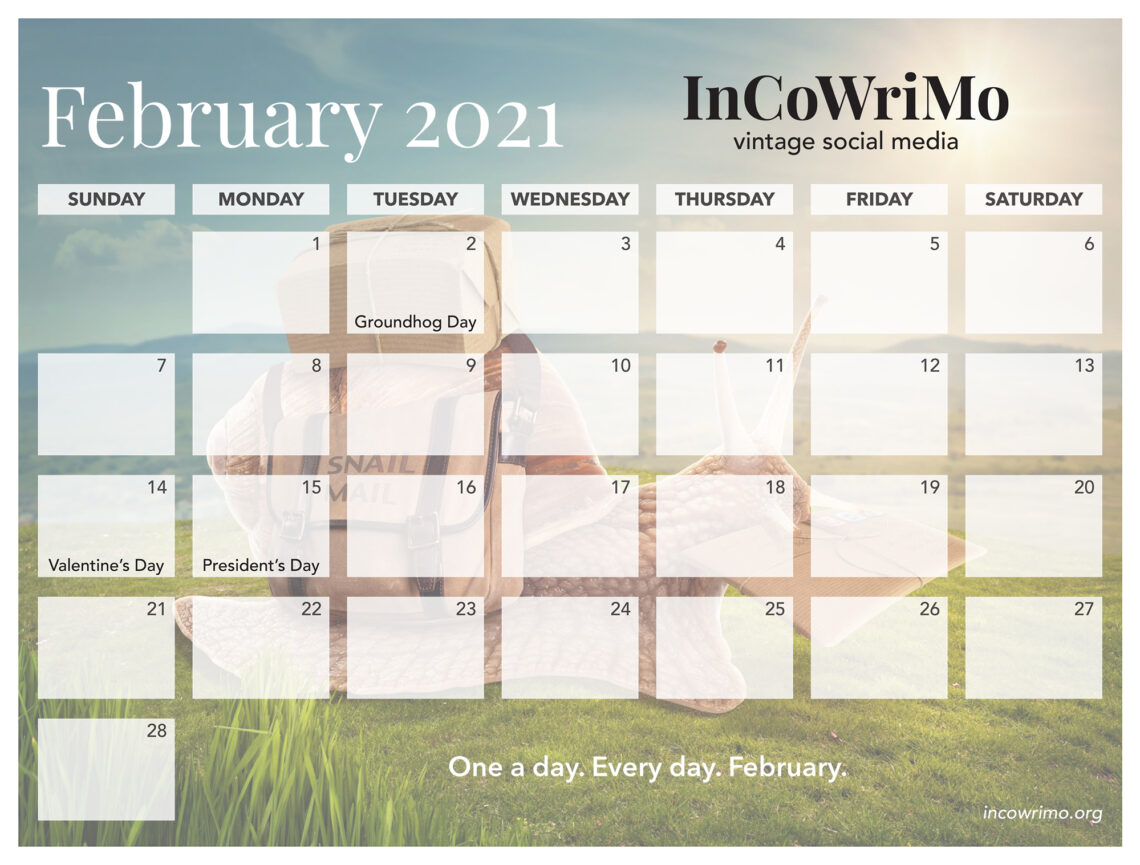 InCoWriMo 2021 Calendar